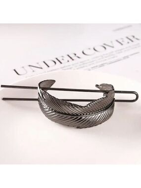 $20 (2 for $30) Platinum Black Metal Leaf Hair Cuff & Pin - Ponytail Bun Holder
